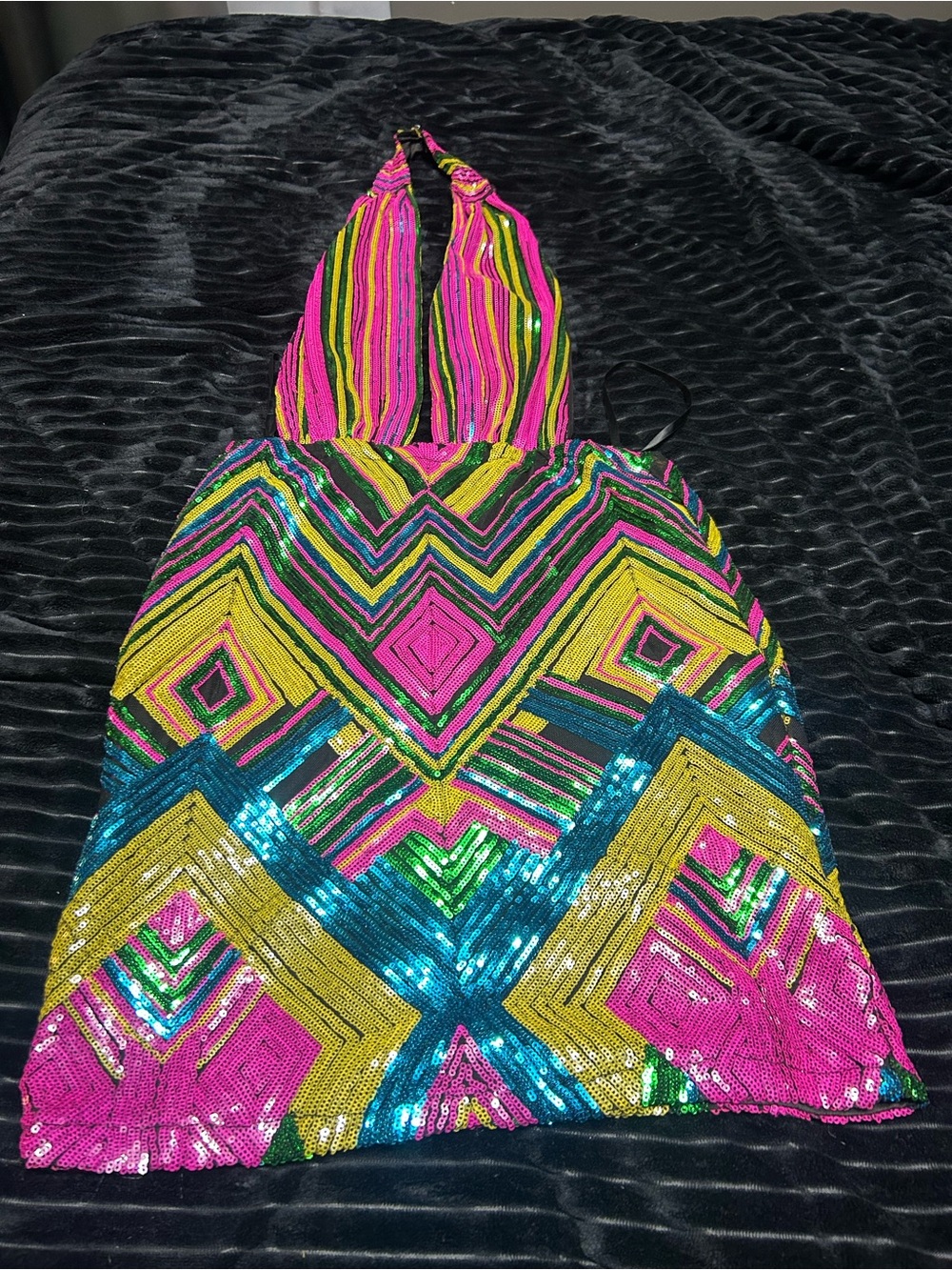Fashion Nova Multicolor Sequin Maxi Dress - Hot Pink, Teal, Yellow, Green